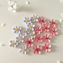 Little flowers set of 20pcs / Cherry blossoms /Quilling flowers lot / Paper flowers for handmade card, decor / Flower