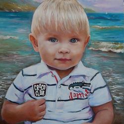 custom oil painting portrait from photo,  oil portrait handmade, portrait of kids,  bithday gift