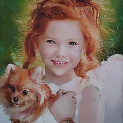 portrait painting, custom oil painting portrait from photo,  oil portrait handmade, family portrait