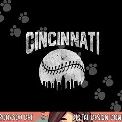 cincinnati baseball ohio skyline city vintage style gameday png, sublimation copy
