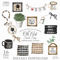 Set Fathers Day Digital Clipart. Png File, Fathers Day Images. Fathers Day Graphics. Cute Fathers Day PNG. Dad Digital
