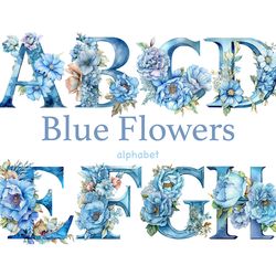 Blue Flowers Alphabet | Blue Baby Clipart