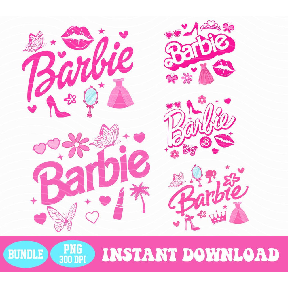 Barbi Shirt PNG Bundle I'm A Barbi Girl Png, Pink World PNG Instant Download Barbi Doll Sublimation Design Pink Retro Barbi Font Bundle Png - 1.jpg
