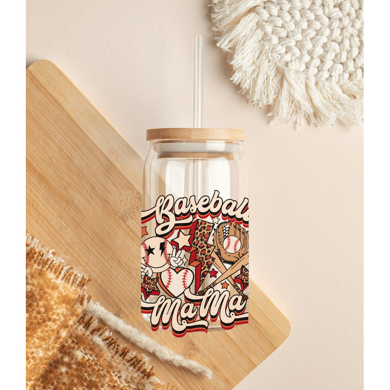 Baseball Mama 16oz Libbey Glass Can SVG file Cup Wrap, Libbey PNG Glass Can Wrap Sublimation Design, Baseball PNG, Baseball Mom Gifts - 3.jpg
