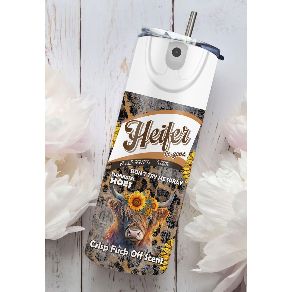 Bitch Spray 20 Oz Skinny Tumbler Sublimation Heifer Cow Design Instant Digital Download Leopard Tumbler Wrap Heifer Be Gone Funny Tumbler - 1.jpg