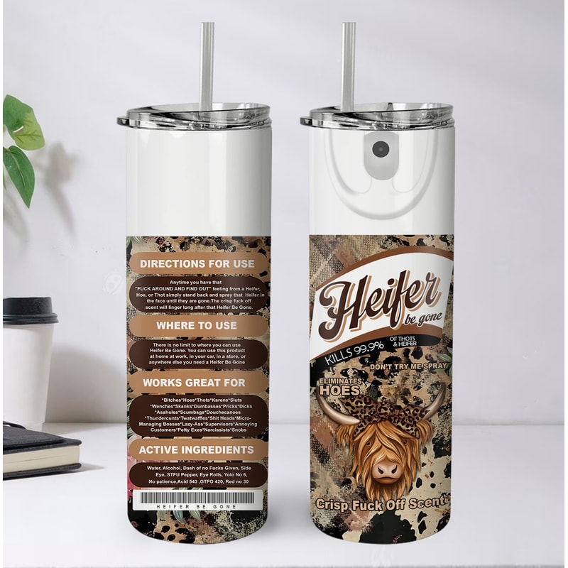 Bitch Spray 20 Oz Skinny Tumbler Sublimation Bundle Heifer Cow Design Bundle Instant Digital Download Leopard Tumbler Wrap Set of 6 Designs - 3.jpg