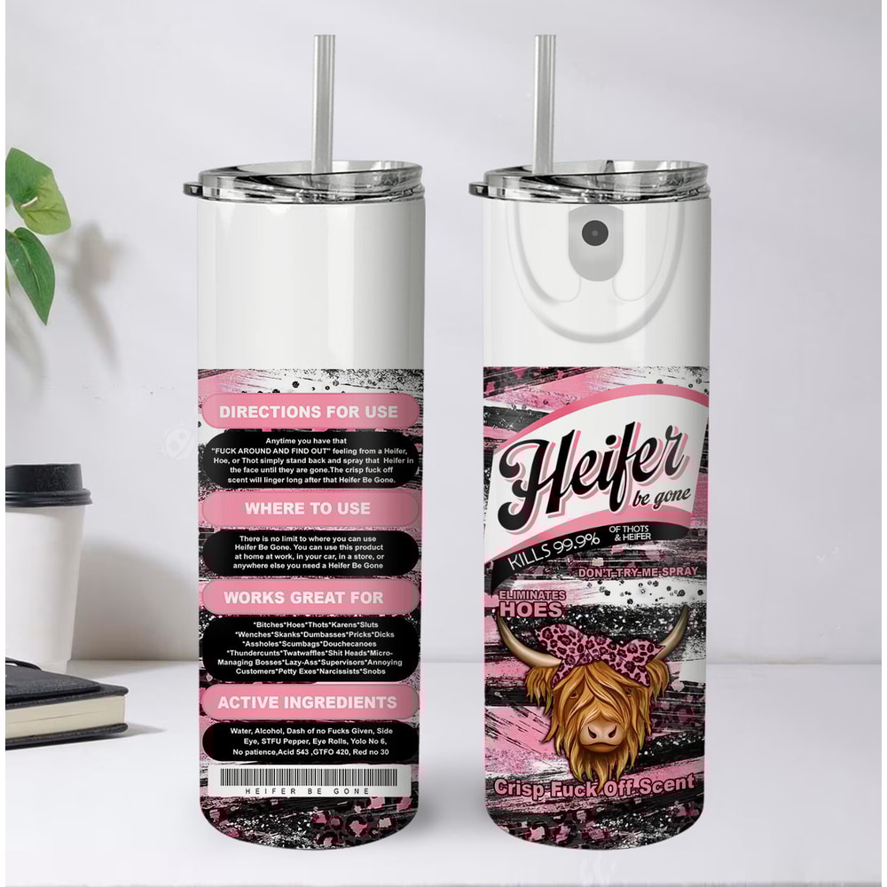 Bitch Spray 20 Oz Skinny Tumbler Sublimation Bundle Heifer Cow Design Bundle Instant Digital Download Leopard Tumbler Wrap Set of 6 Designs - 4.jpg