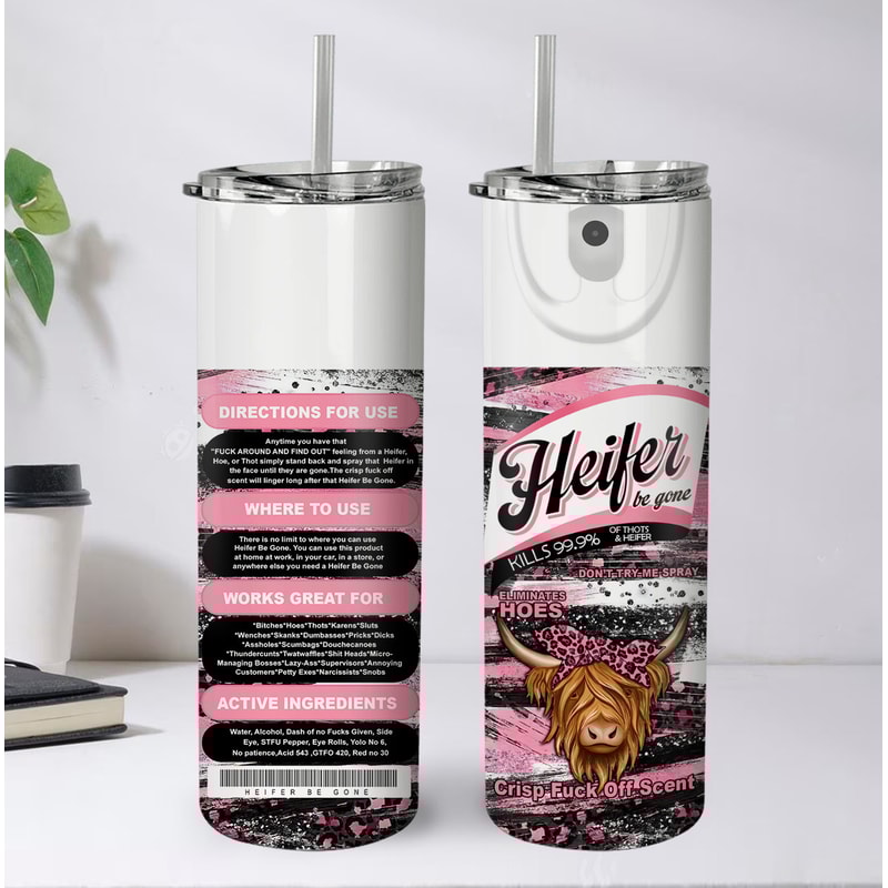 Bitch Spray 20 Oz Skinny Tumbler Sublimation Bundle Heifer Cow Design Bundle Instant Digital Download Leopard Tumbler Wrap Set of 6 Designs - 4.jpg