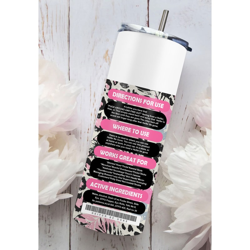 Bitch Spray 20 Oz Skinny Tumbler Sublimation Heifer Cow Design Instant Digital Download Leopard Tumbler Wrap Heifer Be Gone Pink Leopard - 2.jpg