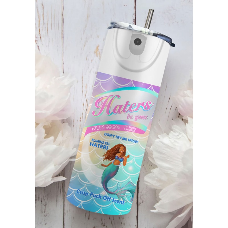 Black Little Mermaid Tumbler, Bitch Be Gone Spray Tumbler Mermaid Tumbler png, 20oz Skinny Tumbler, Black Girl Magic, Black Mermaid Tumbler - 1.jpg