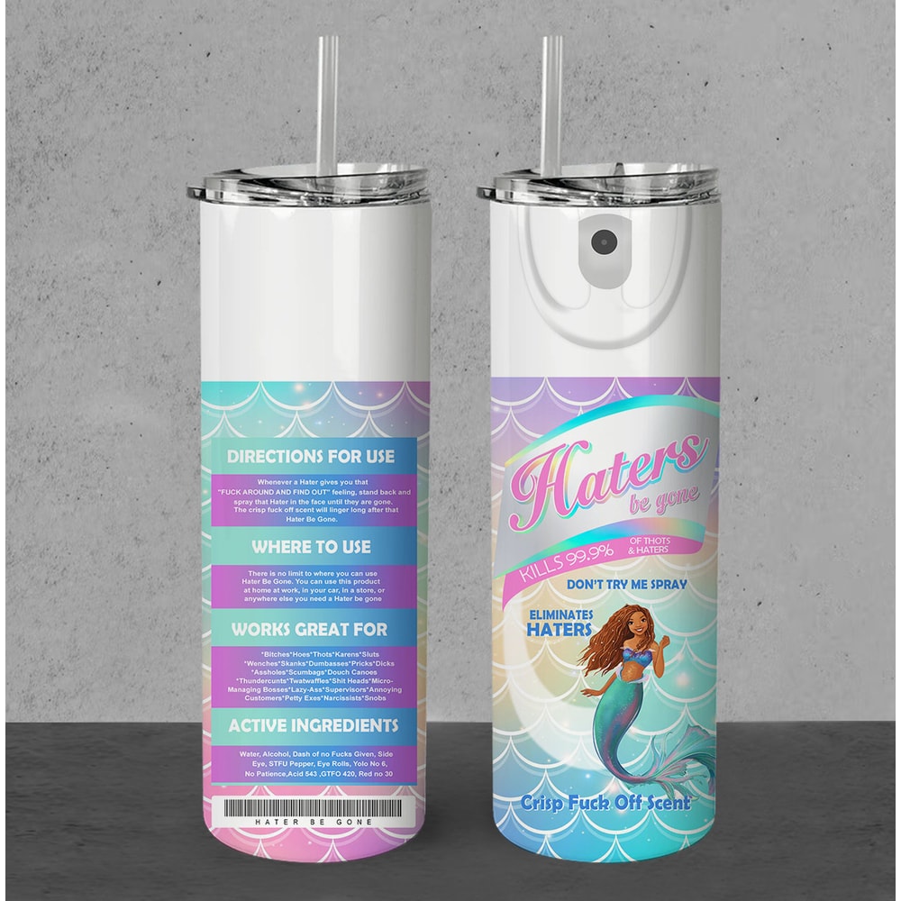 Black Little Mermaid Tumbler, Bitch Be Gone Spray Tumbler Mermaid Tumbler png, 20oz Skinny Tumbler, Black Girl Magic, Black Mermaid Tumbler - 2.jpg