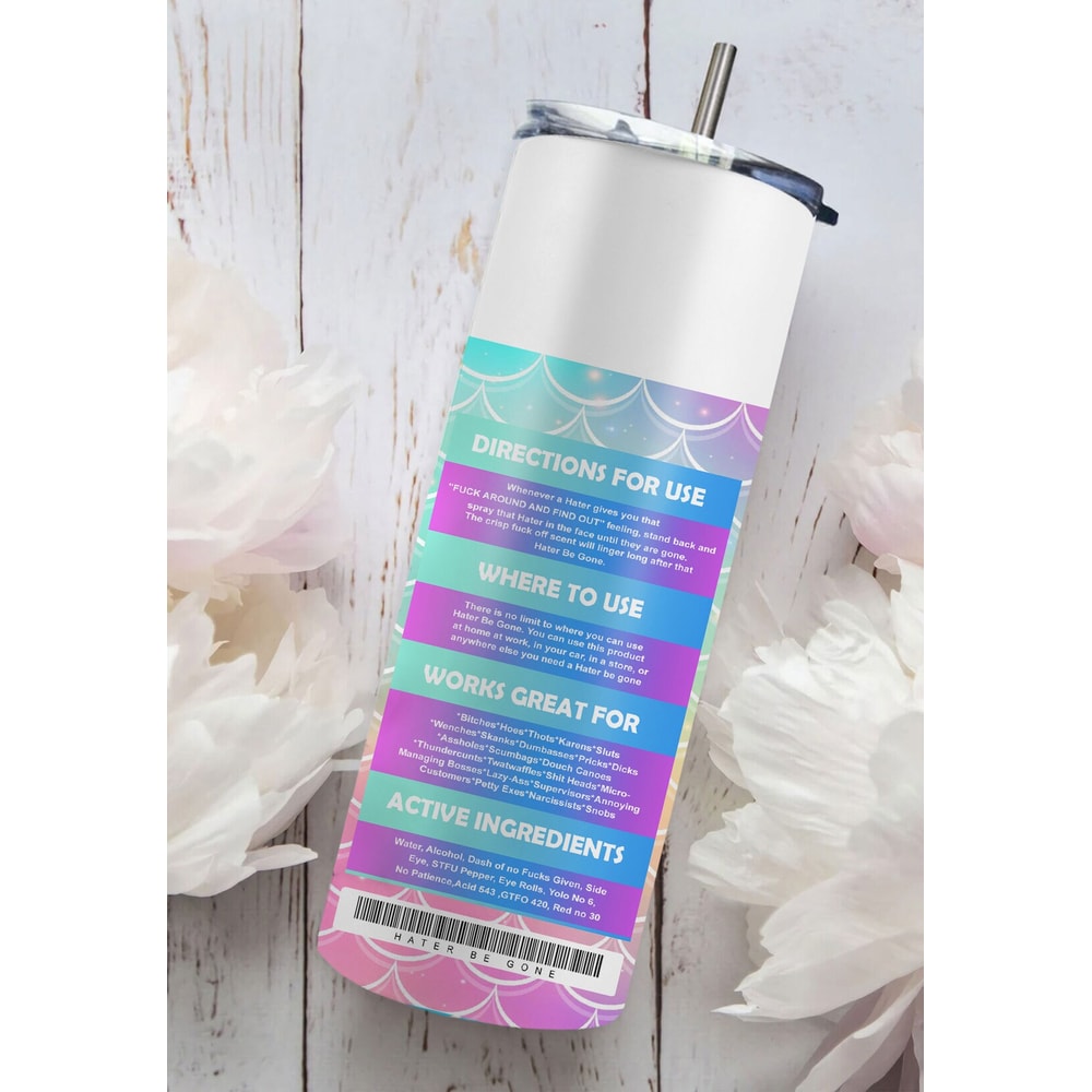 Black Little Mermaid Tumbler, Bitch Be Gone Spray Tumbler Mermaid Tumbler png, 20oz Skinny Tumbler, Black Girl Magic, Black Mermaid Tumbler - 3.jpg