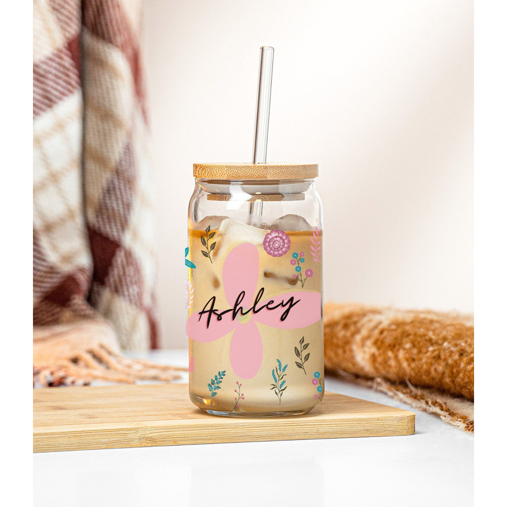 Custom name 16oz Libbey Glass Can PNG file Cup Wrap, Personalized Libbey PNG Glass Can Wrap, Wildflowers Glass Can Wrap PNG - 3.jpg
