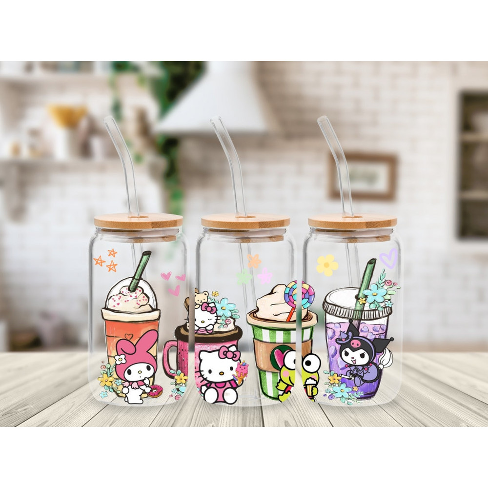 Cute Cartoon 16oz Libbey Glass Can PNG File Cup Wrap, 16 oz Glass Can Wrap Sublimation Design Cute Tumbler PNG - 2.jpg
