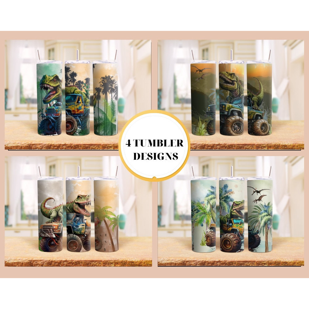Dinosaur Tumbler Wrap 20 Oz Straigh, Kid Dinosaur Tumbler, Tumbler Sublimation Design, Digital Download PNG, Straight Tumbler Wrap PNG - 1.jpg