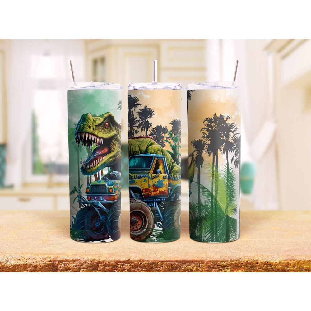 Dinosaur Tumbler Wrap 20 Oz Straigh, Kid Dinosaur Tumbler, Tumbler Sublimation Design, Digital Download PNG, Straight Tumbler Wrap PNG - 2.jpg