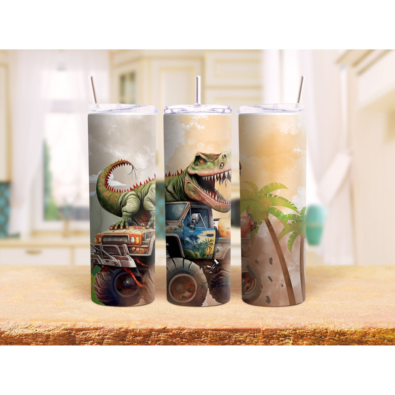 Dinosaur Tumbler Wrap 20 Oz Straigh, Kid Dinosaur Tumbler, Tumbler Sublimation Design, Digital Download PNG, Straight Tumbler Wrap PNG - 3.jpg
