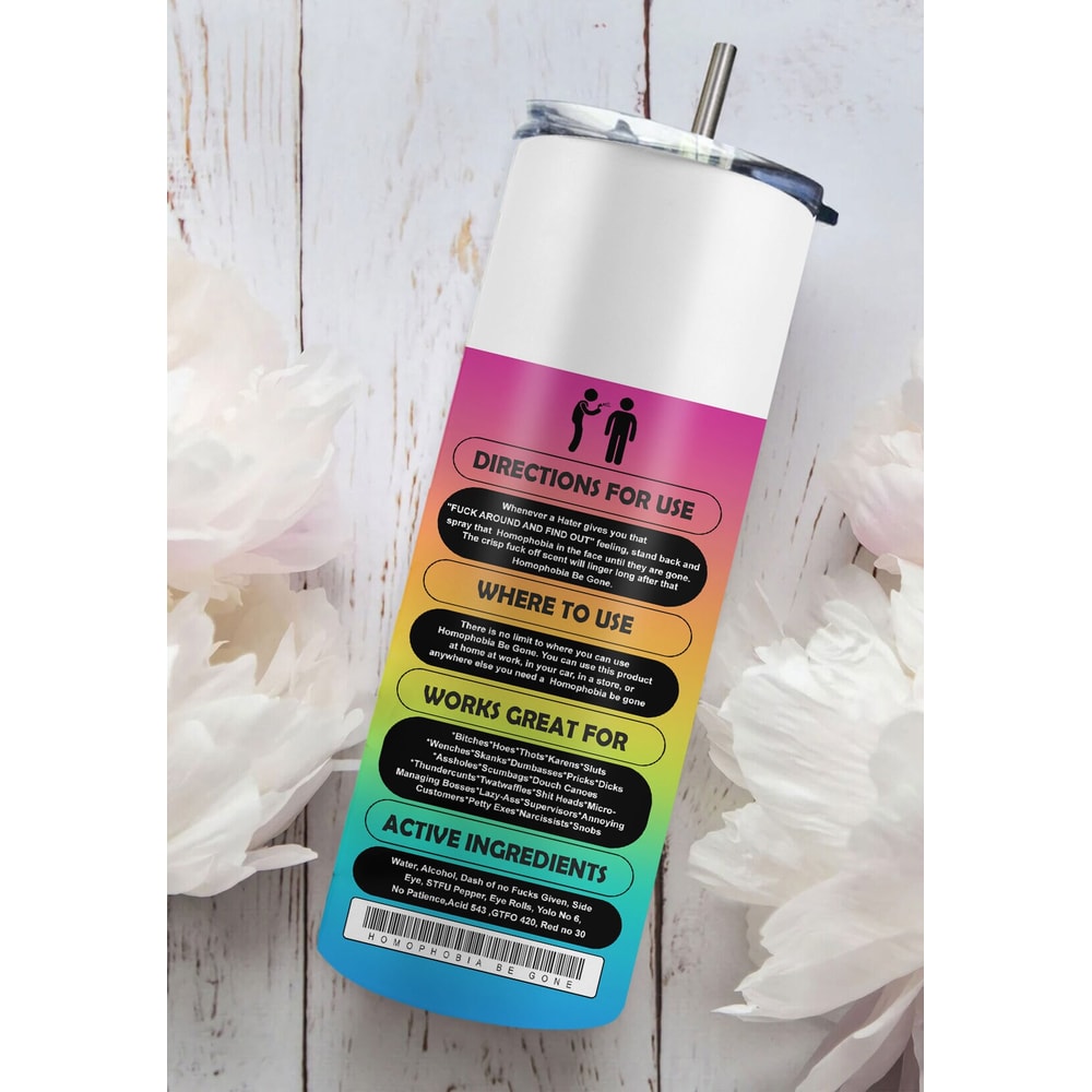 LGBT 20 oz Skinny Tumbler Sublimation Leopard Tumbler Bitch Spray Design Instant Digital Download LGBT Pride PNG Anti Homophobia - 3.jpg