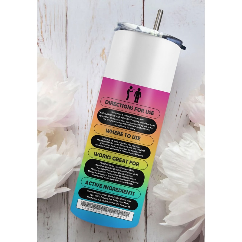 LGBT 20 oz Skinny Tumbler Sublimation Leopard Tumbler Bitch Spray Design Instant Digital Download LGBT Pride PNG Anti Homophobia - 3.jpg
