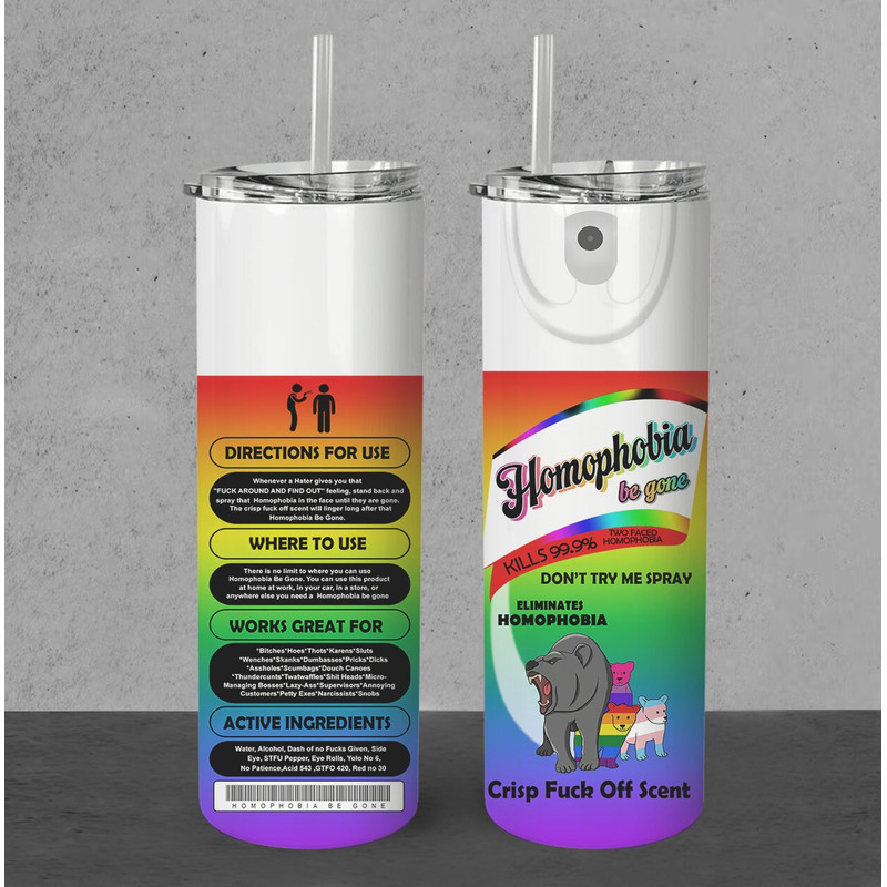 LGBT 20 oz Skinny Tumbler Sublimation Mama Bear Tumbler Bitch Spray Design Instant Digital Download LGBT Pride PNG Anti Homophobia - 2.jpg