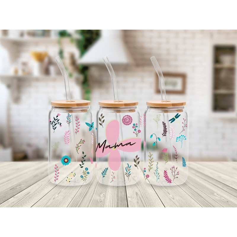 Mama 16oz Libbey Glass Can PNG file Cup Wrap, Grandma's Garden PNG Glass Can Wrap Mom Flower PNG, Mother's Day Gift, Mom Glass Can Wrap - 5.jpg