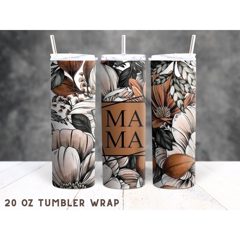 MAMA Floral 20oz Tumbler Wrap Mother's Day Sublimation Designs Mom Digital Downloads PNG, Floral Tumbler Wrap PNG - 1.jpg