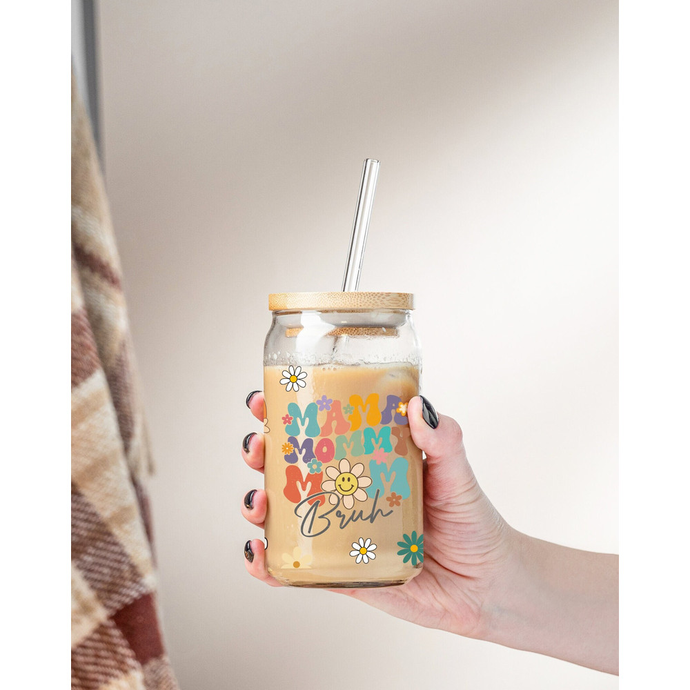 Mama Mommy Mom Bruh 16oz Libbey Glass Can PNG file Cup Wrap, Retro Boho Mom Libbey PNG Glass Can Wrap Sublimation Design , Mom Png - 4.jpg