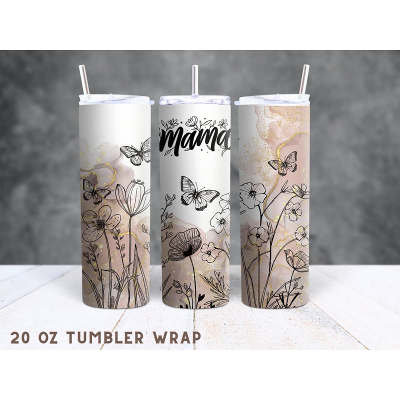 MAMA Wild Flower 20oz Tumbler Wrap Mother's Day Sublimation Designs Mom Digital Downloads PNG, Floral Tumbler Wrap PNG - 1.jpg