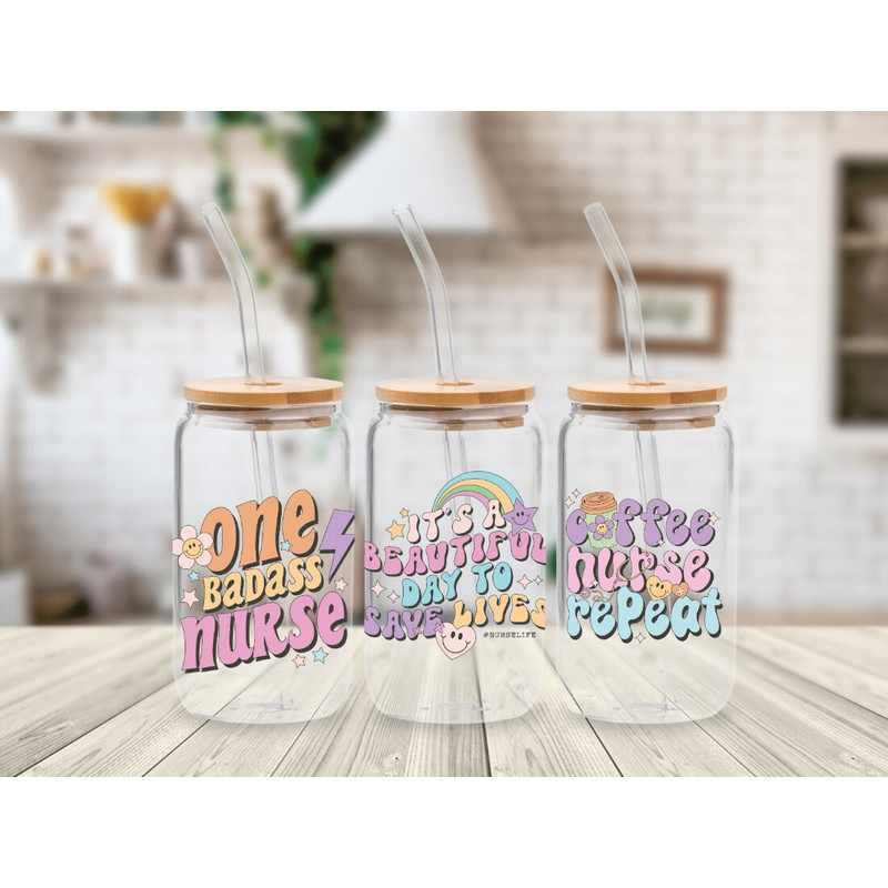 Nurse 16oz Libbey Glass Can PNG file Cup Wrap Png PNG Glass Can Wrap Nurse Flower PNG Lives nurse Mom Png, Nursing Shirt Png, Vintage Nurse - 2.jpg