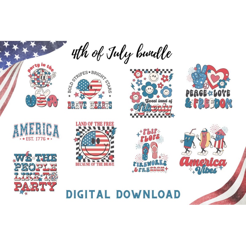 Retro 4th of July Png Bundle Fourth Of July png usa svg, america svg, patriotic svg, independence day svg, american flag svg - 2.jpg