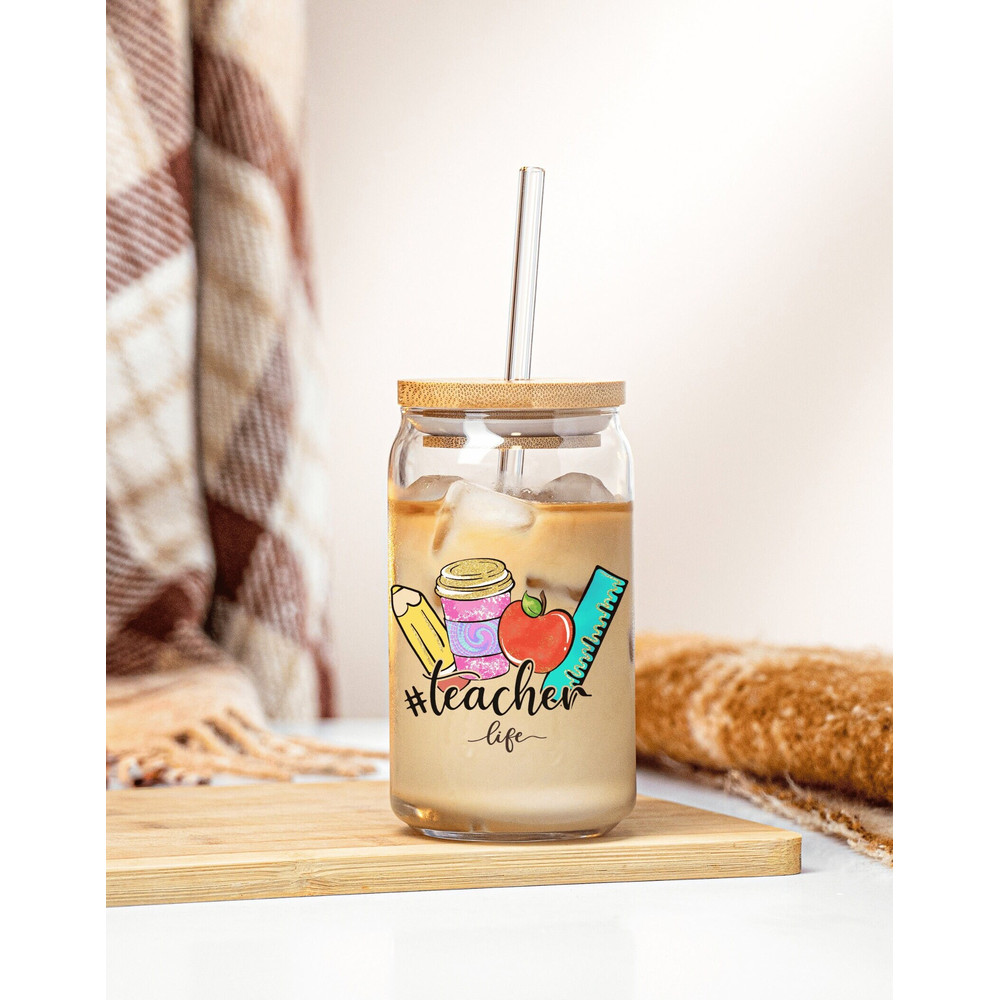 Teacher 16 oz Libbey Glass Can Wrap Bundle Teacher Life Sublimation Design Png, Teacher Appreciation Gifts Teacher Glass Can Wrap - 2.jpg