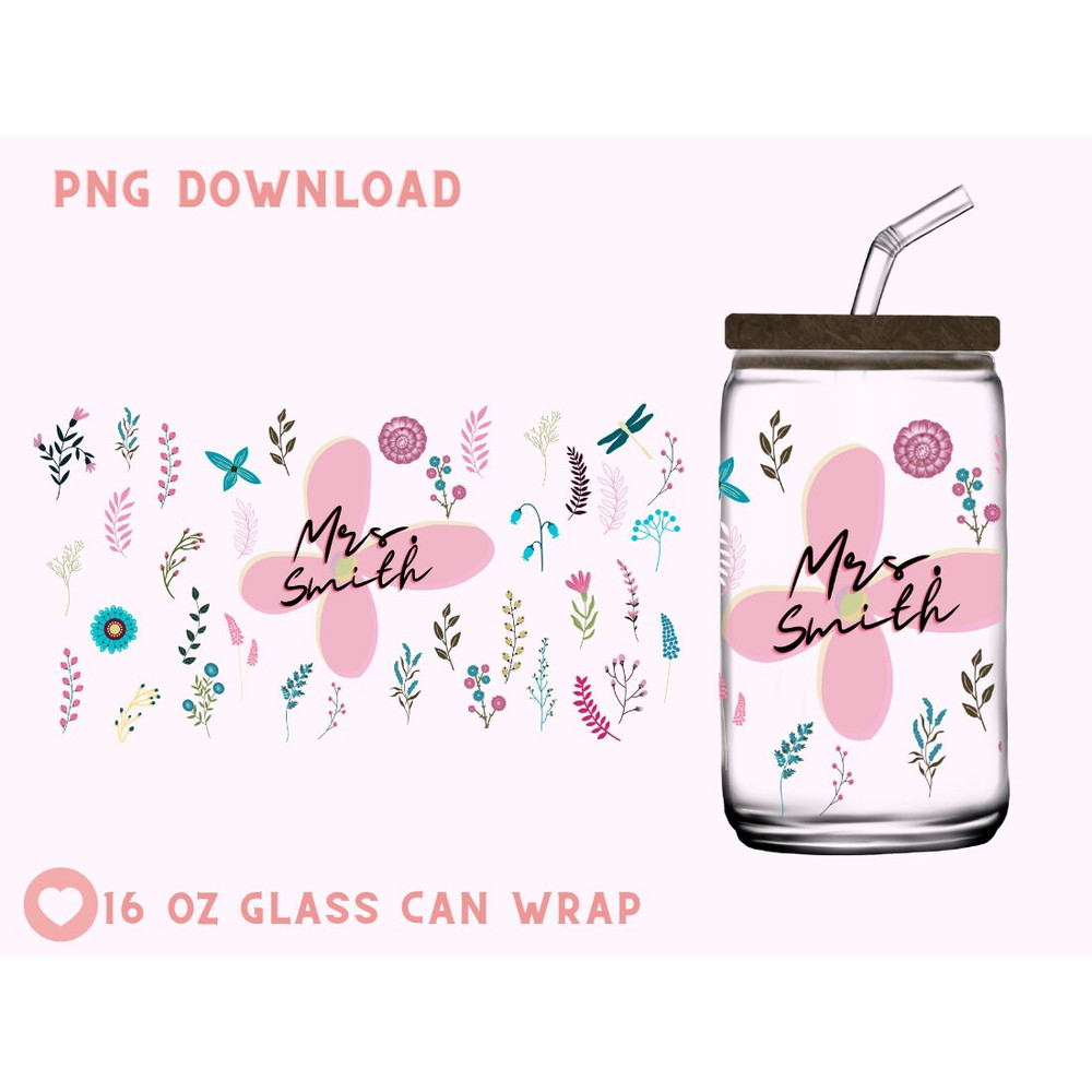 Teacher 16oz Libbey Glass Can SVG file Cup Wrap, Custom Name Teacher Gift, Libbey PNG Glass Can Wrap, Personalized Teacher Gift - 1.jpg