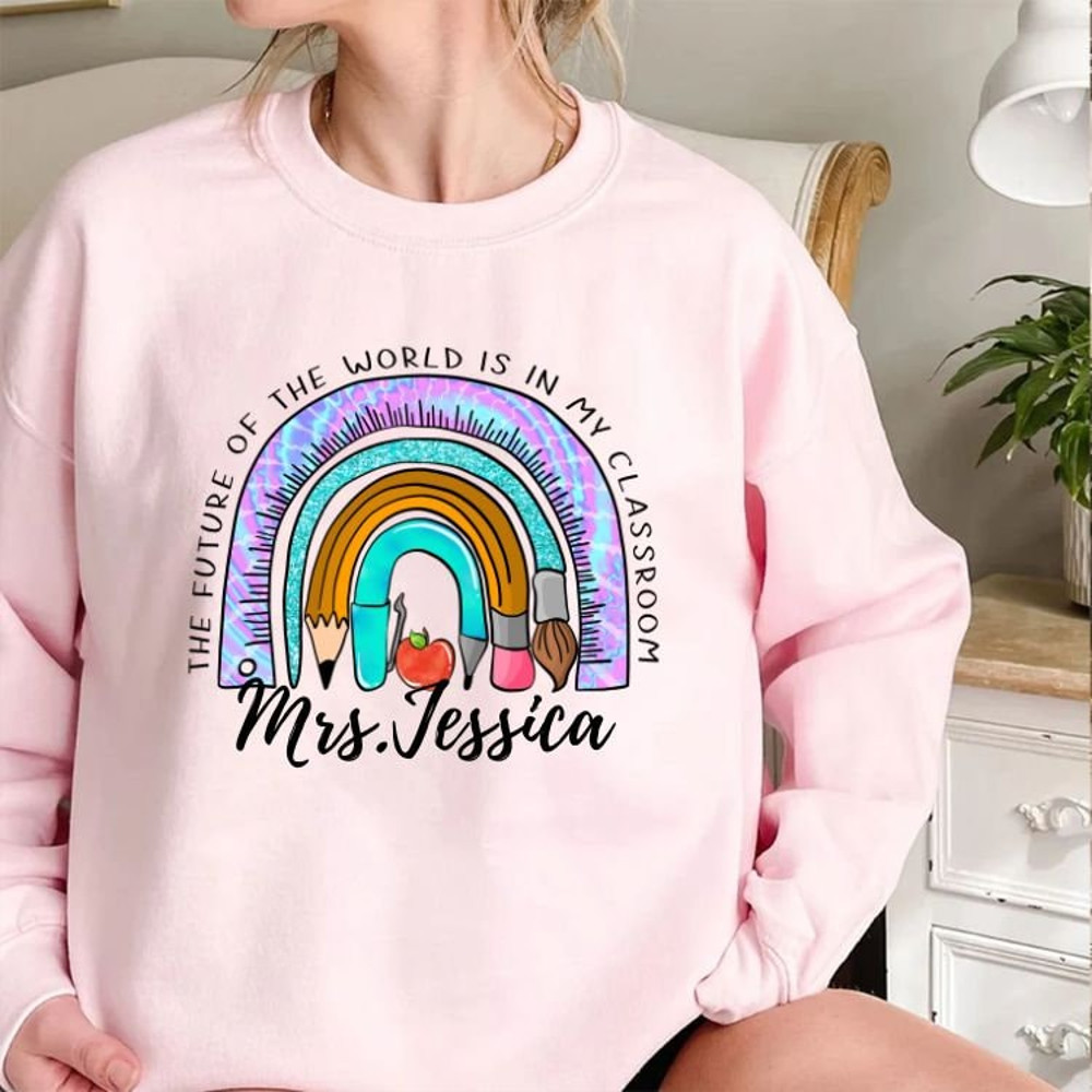 Teacher PNG, The Future Of The World Is In My Classroom Teacher Design File For Sublimation Digital Download Custom Name Teacher Gift - 1.jpg