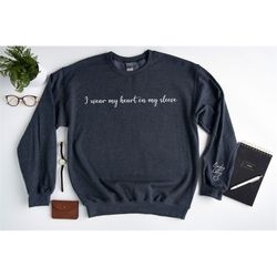 i wear my heart on my sleeve sweatshirt - personalized name sweatshirt-kids name on sleeve-personalized gift-couple swea