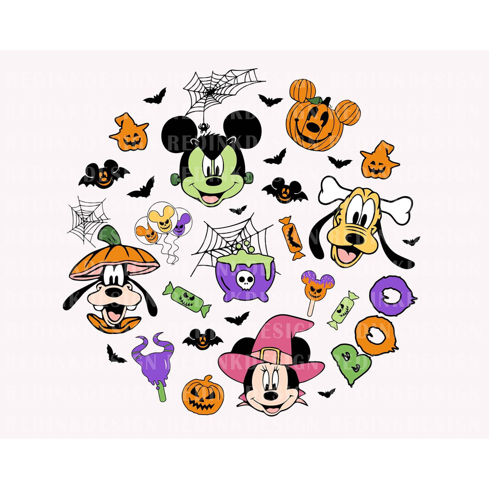 Halloween Doodle SVG, Halloween Svg, Mouse And Friend Svg, Ghost Svg, Boo Svg, Pumpkin Svg, Cut File Cricut, Halloween Silhouette - 1.jpg