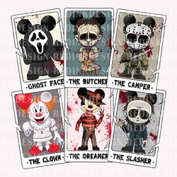 halloween horror tarot card png bundle, horror movie killers