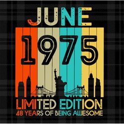 48 Years Old Birthday Vintage June 1975 Limited Edition Svg