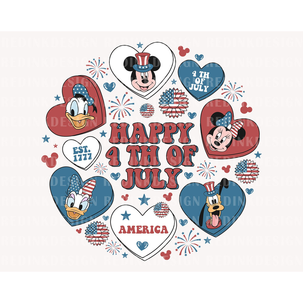 Happy 4th of July Heart Doodle Svg, America, July 4th Svg, Mouse and Friends Svg, 4th Of July Svg, American Flag Svg, Independence Day Svg - 1.jpg