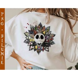 jack skellington sunflower png file, nightmare before christmas png, jack skellington png, halloween horror character pn