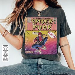 spider-punk comic shirt, 90s vintage merch book art we are 138 super heroes spider-man across the spider-verse 2023 fan