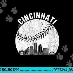 cincinnati skyline baseball vintage cincinnati oh baseball png, sublimation copy