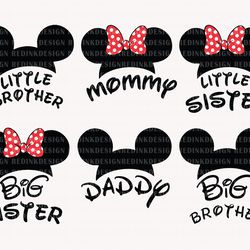 Mommy Daddy Sister Brother Mouse Ear Svg, Family Trip Svg, F
