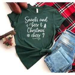 snacks and beer and christmas cheer - christmas shirt - family matching christmas shirt - funny christmas - holiday tee