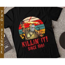 jason voorhees killin it since 1981 png, vintage halloween png, horror character png, friday the 13th png, horror png, s