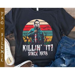 michael myers killin it since 1978 png file, horror character png, retro halloween png, halloween movie png, horror png,