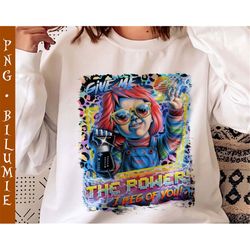 chucky give me the power png, child's play png, halloween png, horror character png, horror movie png, scary movie png,