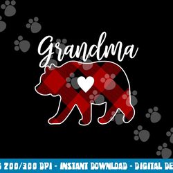 grandma bear christmas buffalo plaid red white & black png, sublimation copy