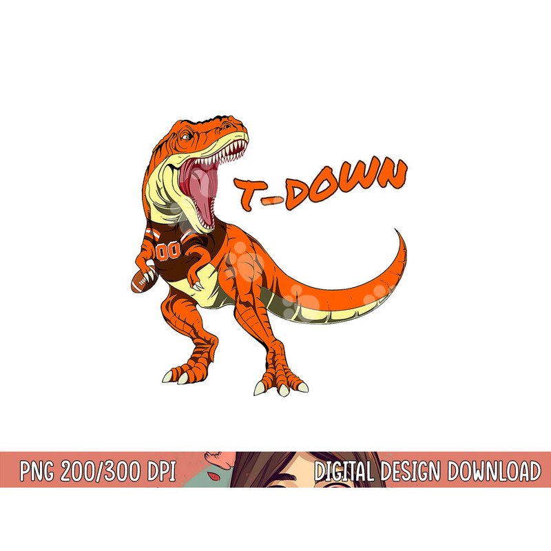 Cleveland Dinosaur Tyrannosaurus Rex Football Touchdown Kids png, sublimation copy.jpg