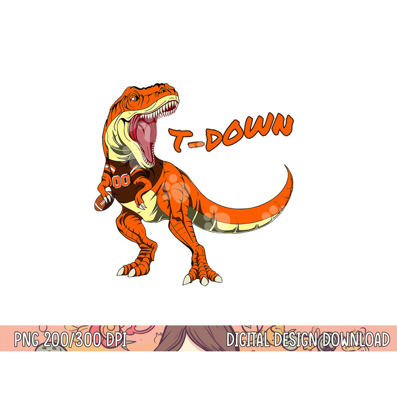 Cleveland Dinosaur Tyrannosaurus Rex Football Touchdown Kids png, sublimation copy.jpg