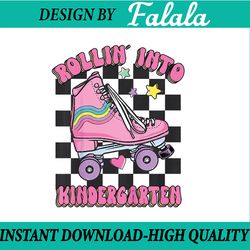 kids rolling into kindergarten groovy pink skate back to school png, first day of school png, back to school png, digita